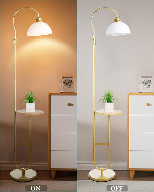 68IN Bulbs Lightdot Floor Lamp with Table, Mid Century Modern Standing Lamps Storage Shelf Floor Lamps with Included