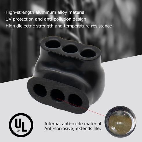 3PC 3 4-14AWG MAKERELE Port Insulated Inline Splice Connectors, Insulated Multi-Cable Connectors, Robust Pre-Filled