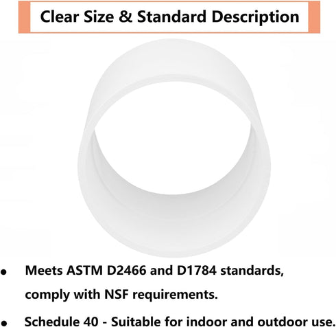 6" PVC Pipe Coupling Adapter, Schedule 40 Heavy Duty Slip Socket Connectors for DIY PVC Shelf Garden Support (White)