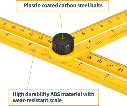 POWERTEC Multi Angle Measuring Ruler for Woodworking, Crafting, Construction, Flooring & Tile Cutting, ABS Plastic Angle Finder, Template & Layout Tools for Tile Installation (80002)