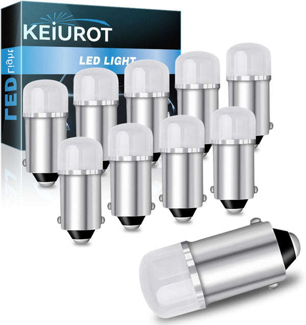 Keiurot 755 Bulb 756 1893 1895 1847 BA9S LED Bulb DC AC 6.3V 6V White Pack of 10 for Pinball Machine Light Bulbs