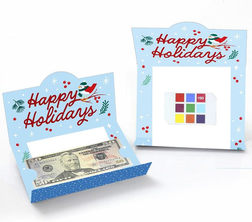 Set 8 Big Dot of Happiness Winter Birds Money Cards for Cash with Envelopes, Winter Holiday Party Gift Card Holders