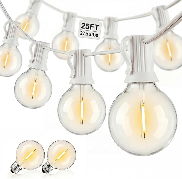 Abeja 25Ft LED Outdoor String Light, Patio Globe String Lights with 27