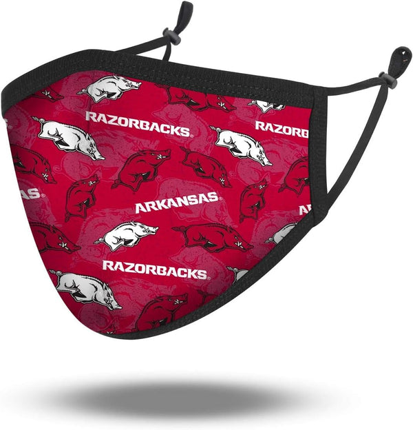 Fabrique Innovations NCAA Arkansas Razorbacks, 100% Cotton, Double Layer, Washable & Reusable, Non-Medical Face
