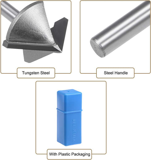 90 32mm 6mm uxcell Degree V-Groove Router Bit Dia with Shank, Titanium Steel Tipped V Grooving Bit (Gray)