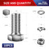 1/2-13 x 1" Hex Head Screw Bolt, Nuts, Flat & Lock Washers, 10Pcs 18-8 (304) Stainless Steel Fully Threaded