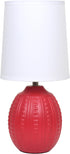 Simple Designs LT1163-RED 12.5" Chic Glow Mini Textured Oval Table Lamp, for