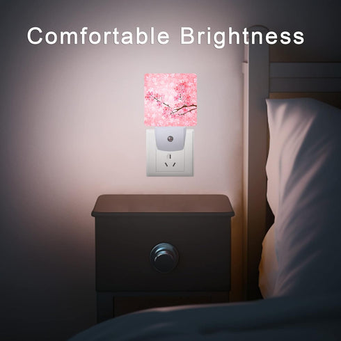 Oeaskly 0.5W Cherry Blossoms Night Light,Spring Flower Night Lights Plug into Wall with Dusk to Dawn Light Sensors Dim