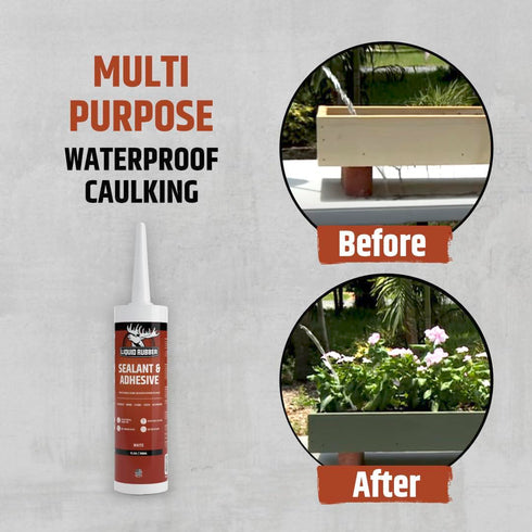 Liquid Rubber Caulk - Hybrid Adhesive and Protective Sealant, White, 1 Pack