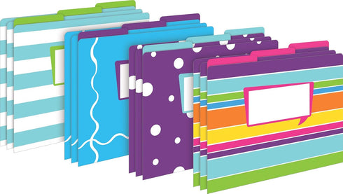 Barker Creek Happy File Folders, Set of 12, Letter Size, 1/3 Cut Tabs for Home, School, Office