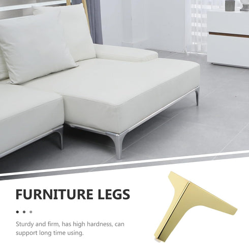 4pcs 13cm Garneck Metal Triangle Furniture Legs Sofa Support for Cabinet Dresser Coffee Table, Gold Replacement Feet