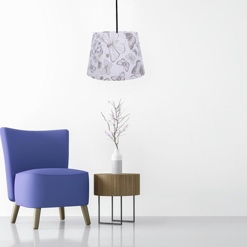 HAMPPLIES Fabric Round Lamp Shade for Table Wall and Floor Lamps Lightweight Soft Light Cover with Butterfly Print Easy