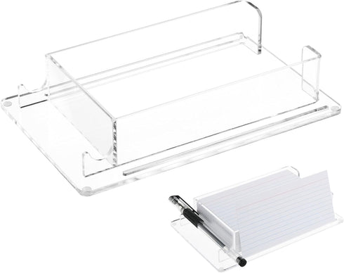 Clear Index Card Storage Holder, Acrylic Small Cards Display Rack for Desk, Fits 3" x 5" Cards
