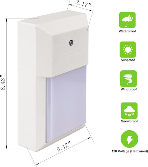 3000K, 12W 1000 Finish,1-Pack, LIT-PaTH Outdoor LED Wall Lantern, Dusk to Dawn Wall Sconce for Porch Lighting Fixture