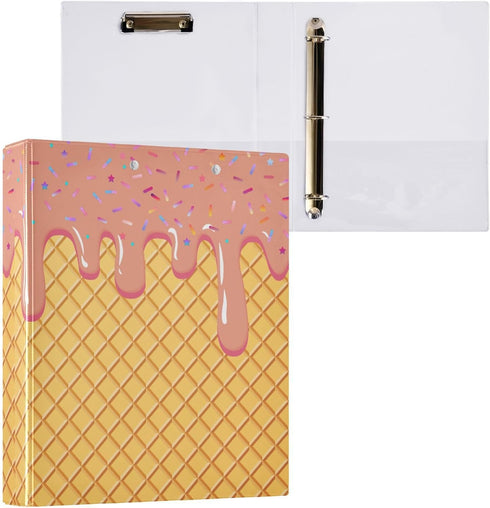 Aslsiy Kids 3 Ring Binder 1.5 Inch Dark Salmon Ice Cream Girls Round