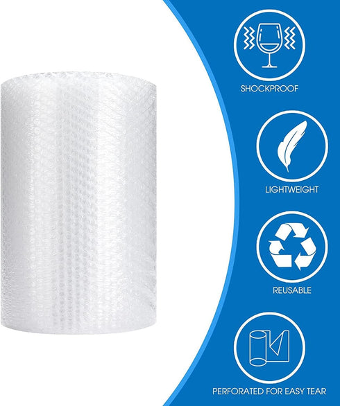 Sumono Bubble Cushioning Wrap Roll, 12 Inch x 36 Feet Perforated Bubble Roll with 10 Fragile Sticker Labels
