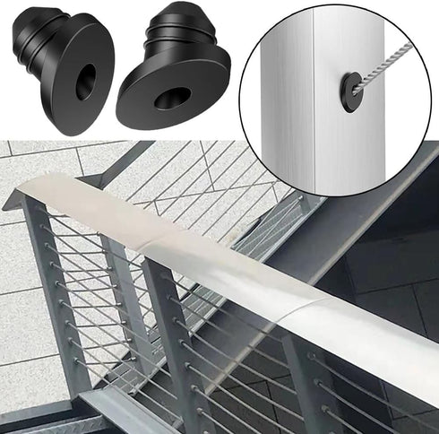 50 Pcs Cable Railing Rubber Grommets, 45 Degree Angle Beveled Protector Sleeves for Metal Cable Railing