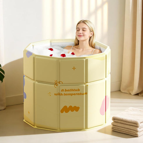 27.55"L 27.55"W 27.55"H) Portable Bathtub, Hot Ice Bath Tub Inflation-free, Shower Bathroom SPA Soaking Tub