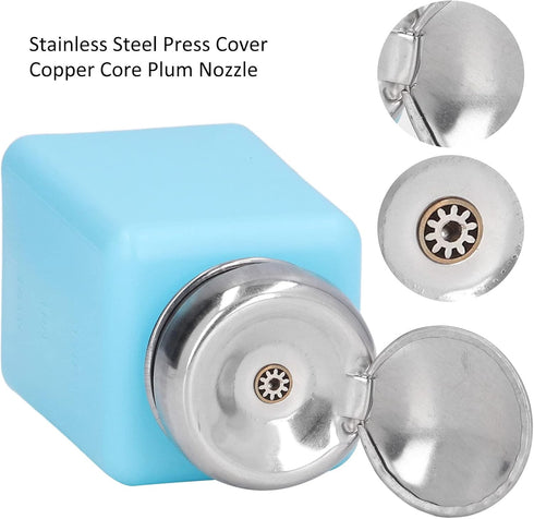 200ML Solvent Dispenser Press Type ESD Anti Static Bottle with Stainless Steel Lid (Blue)