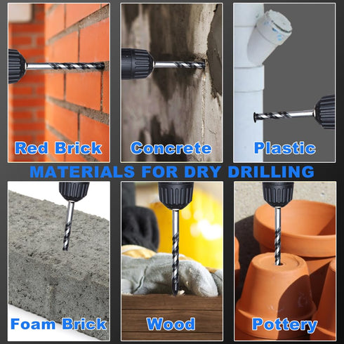 Professional Concrete Drill Bit 5-Pack Masonry Drill Bit Set, Industrial-Strength Cement Drill Bits