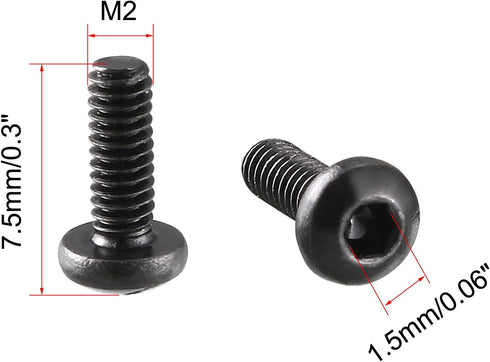 uxcell M2x6mm Thread Button Head Hex Socket Cap Screw Bolt, 100pcs