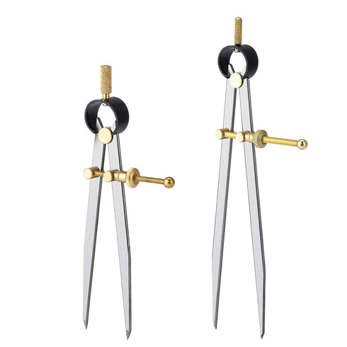 2 PCS Adjustable Lockable Spring Wing Divider Calipers, 6 Inch and 8 Inch Steel Compass Tool for Drafting