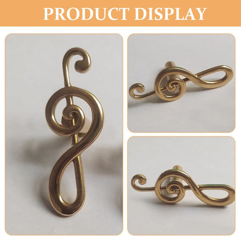 PRETYZOOM Vintage Brass Cabinet Pull Handle for Wardrobe and Drawer, Small Furniture Knob with Note Design, Suitable