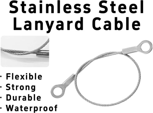 Klyeola 6Pcs 7.87" Stainless Steel Lanyard Cable, Eyelets Ended Security Wire Rope, Anti-Loss Security Cable
