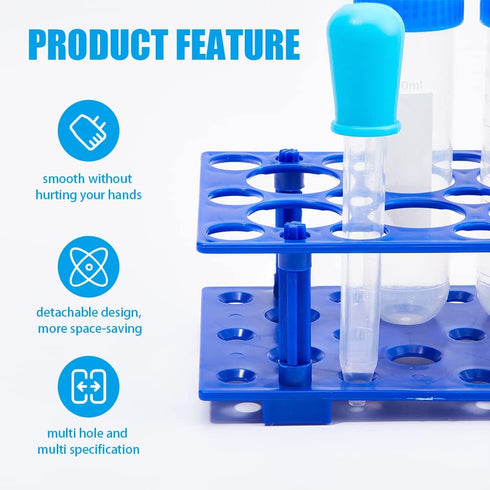 SUPERFINDINGS 4 Sets Plastic Test Tube Rack, Detachable Test Tube Display Stands, Blue and Orange