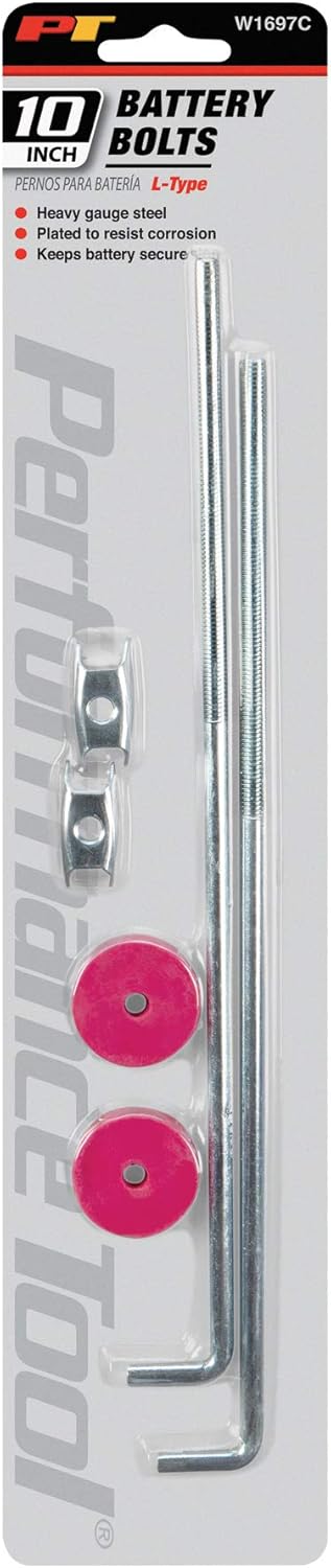 Performance Tool W1697C Heavy Gauge Steel L Style Battery Bolts, Corrosion-Resistant Plating, Ideal for Welding, Woodworking, Metalworking, and More