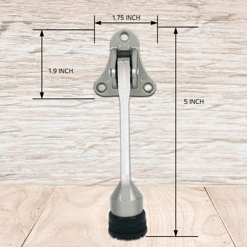 Door Stopper, Adjustable Kick Down Stops for Heavy Doors, Rubber Tip & Spring Lever, 4-Inch, Satin Nickel (2 Pack)