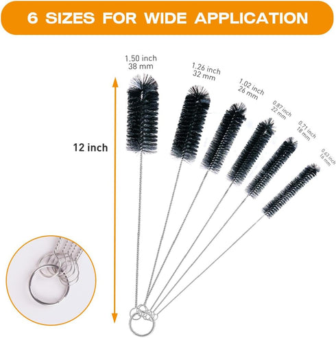 Set,6 12" Brush Family Straw Cleaner Brush Piece Long Pipe Tube Bottle Brushes for Cleaning Narrow Neck Bottles,Coffee