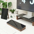 Desktop Black Glass Dry Erase Board with Wood Organizers for Small Office Supplies, Drawer Included