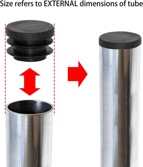10 32 mm, 1-1/4" Flyshop White Round Ribbed Tube Inserts Chair Table Legs Plastic Plugs Tubing End Caps, Pcs, Outside