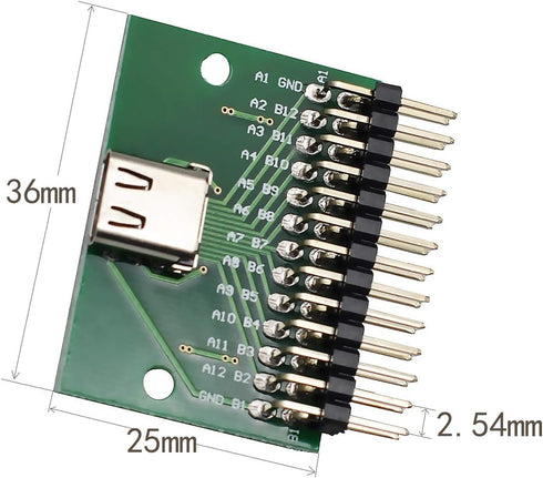 WLGQ 3.1 2.54mm USB Type-C Test Board with PCB Test Socket | Pitch Header | USB-C Motherboard Diagnostic Tool