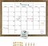 TORASO 17"x 23" Dry Erase Monthly Calendar Board - Magnetic Whiteboard with Rustic Brown Frame