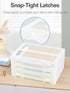 Denkee 4 Pack Large Thick Durable A4 File Portable Project Case, Plastic Scrapbook Storage Box for Office Supplies
