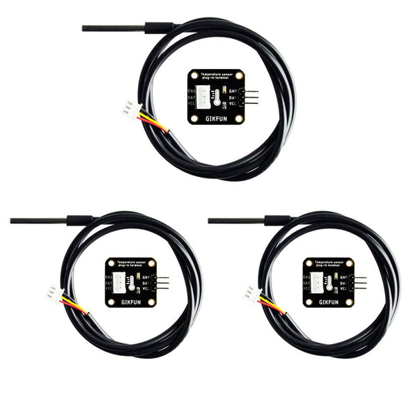 Gikfun DS18B20 Waterproof Digital Temperature Sensor with Adapter Module for Arduino, Pack of 3 sets