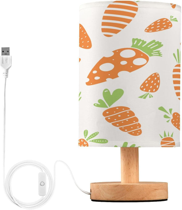 FUGIDOG Easter Carrot Bedside Table Lamp for Bedroom LED Nightstand Lamp with Wood
