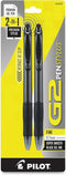 Pilot G2 Pen Stylus, Fine Point 0.7 mm, Pack of 2, Black Ink, Gray Barrel