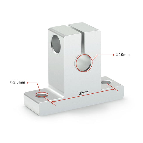 4PCS SK10 Aluminum Linear Rod Rail Support Guide for 10mm/0.394" Diameter Shaft Motion