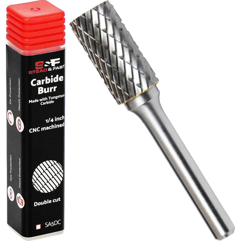 S&F STEAD & FAST Carbide Burr with 1/4” Shank, 1/2” Cutter Dia, Professional Grade Tungsten File for Metals, Rotary File