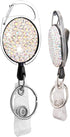 HASFINE Retractable Badge Reel with Colorful Bling Rhinestone Design, Durable Cord, Belt Clip & Key Ring Holder