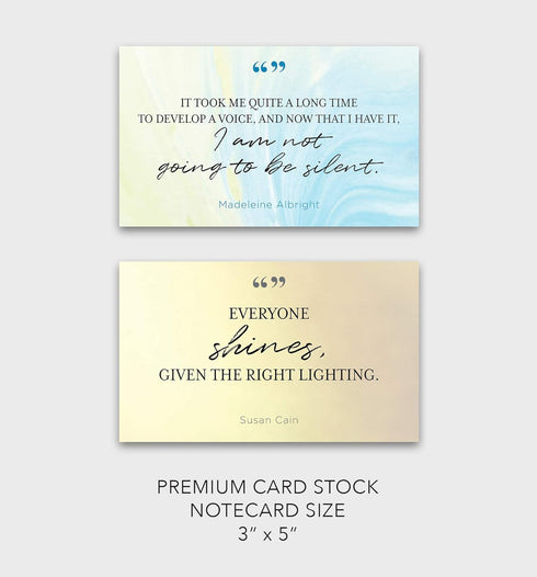 FOCUS AND ZEAL Note Cards About Powerful Women, Motivational Educational Card Set of 30, 3 x 5 Inch