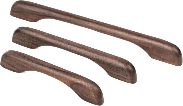 KOVNISE 2 PCS Cabinet Pulls Solid Wood Dark Walnut Pulls Beech Original Wood