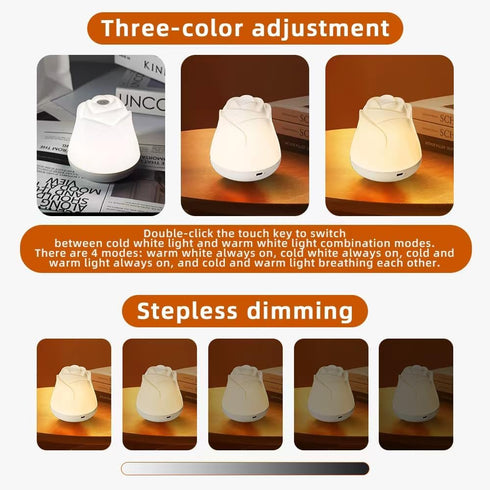 3 Dimmable (1 Pack) Rose Night Light, Brightness Touch Control LED Bedside Lamp, Portable Table Lamp Gift for Men Women