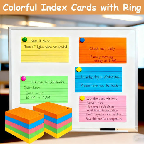 Wenscis 3000 3x5 Inch Pcs White Index Cards Bulk with Rings, Flash Cards with Holder for Studying, Notecards Lined