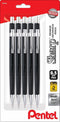 Pentel Sharp Mechanical Pencil, Pack of 5 Black Mechanical Pencils 0.5 mm