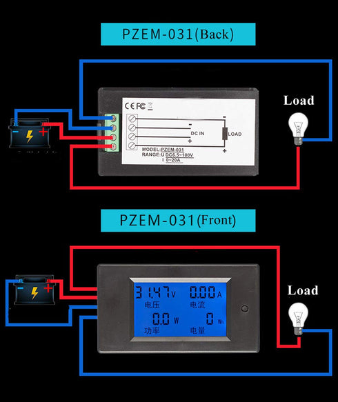 HiLetgo DC 6.5-100V 0-20A LCD Display Digital Ammeter Voltmeter Multimeter for Current Voltage Monitoring