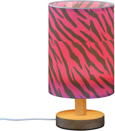 ALAZA Bedside Table Lamp for Bedroom Purple Animal Print Nightstand LED Light Lamps with USB Port Linen Fabric Shade